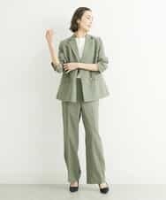 FMJGS27330 MICHEL KLEIN(ミッシェルクラン) [セットアップ対応]アイアスストレッチダブルブレストジャケット(背抜き) カーキ(36)