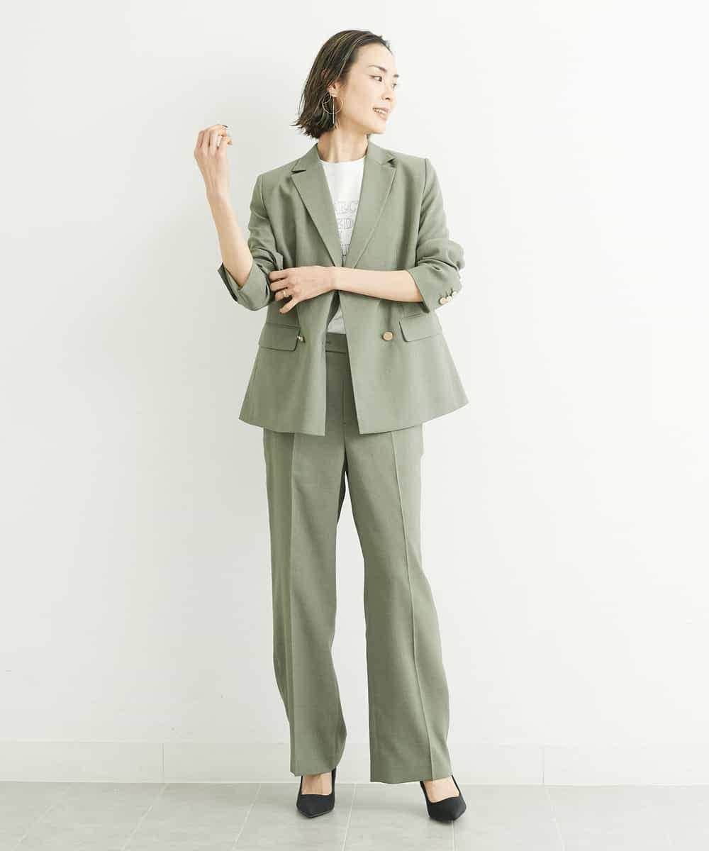 FMJGS27330 MICHEL KLEIN(ミッシェルクラン) [セットアップ対応]アイアスストレッチダブルブレストジャケット(背抜き) カーキ(36)