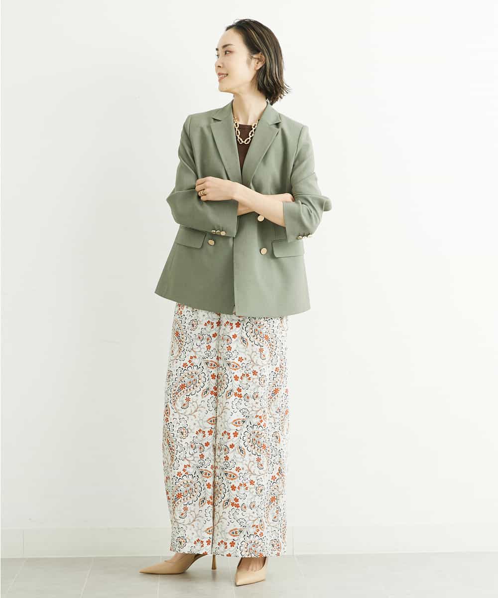 FMJGS27330 MICHEL KLEIN(ミッシェルクラン) [セットアップ対応]アイアスストレッチダブルブレストジャケット(背抜き) カーキ(36)