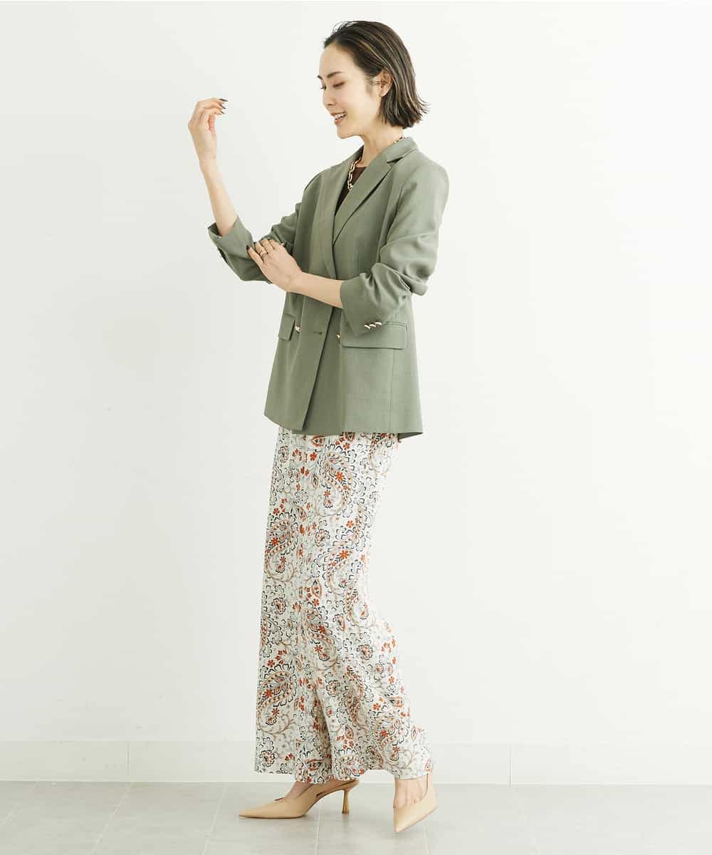 FMJGS27330 MICHEL KLEIN(ミッシェルクラン) [セットアップ対応]アイアスストレッチダブルブレストジャケット(背抜き) カーキ(36)