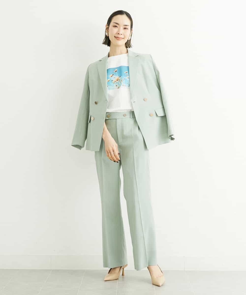 FMJGS27330 MICHEL KLEIN(ミッシェルクラン) [セットアップ対応]アイアスストレッチダブルブレストジャケット(背抜き) カーキ(36)