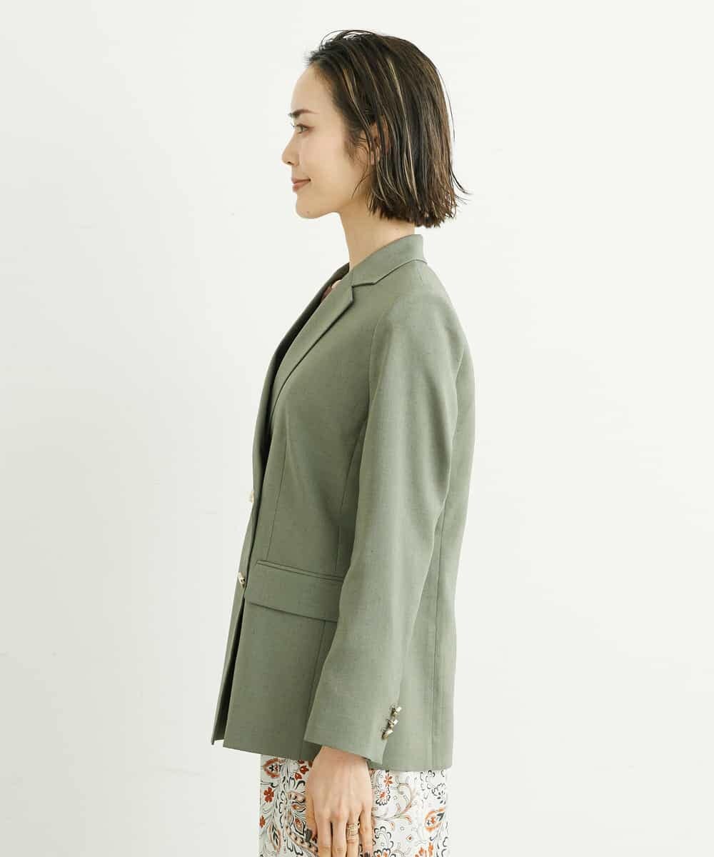 FMJGS27330 MICHEL KLEIN(ミッシェルクラン) [セットアップ対応]アイアスストレッチダブルブレストジャケット(背抜き) カーキ(36)