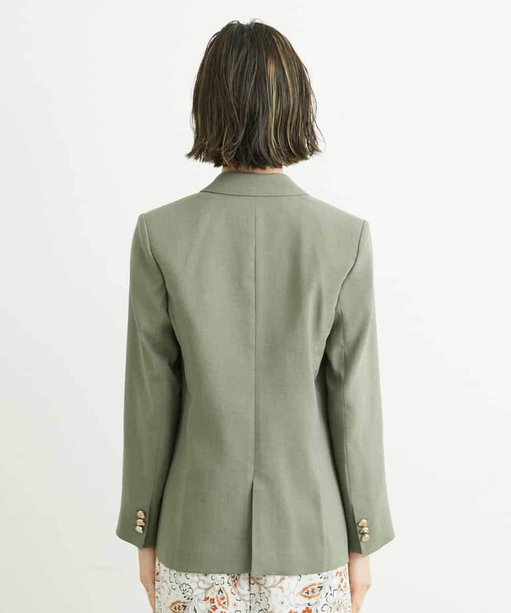 FMJGS27330 MICHEL KLEIN(ミッシェルクラン) [セットアップ対応]アイアスストレッチダブルブレストジャケット(背抜き) カーキ(36)