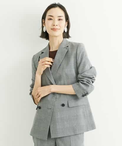 FMJGT27330 MICHEL KLEIN [セットアップ対応]グレンチェックダブルブレストジャケット(背抜き)