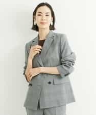 FMJGT27330 MICHEL KLEIN(ミッシェルクラン) [セットアップ対応]グレンチェックダブルブレストジャケット(背抜き) ライトグレー(91)