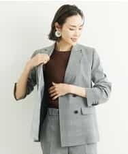 FMJGT27330 MICHEL KLEIN(ミッシェルクラン) [セットアップ対応]グレンチェックダブルブレストジャケット(背抜き) ライトグレー(91)