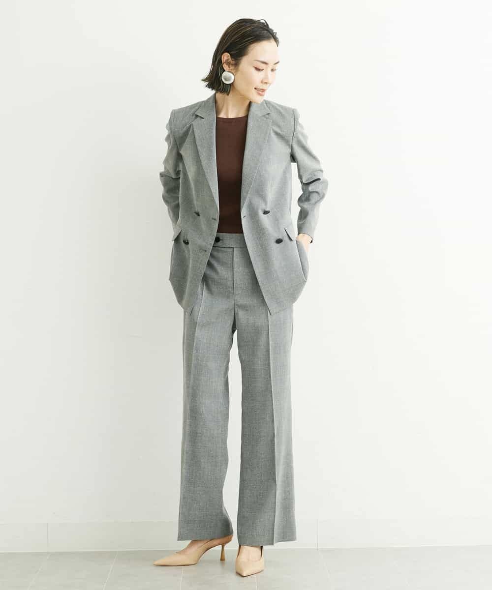 FMJGT27330 MICHEL KLEIN(ミッシェルクラン) [セットアップ対応]グレンチェックダブルブレストジャケット(背抜き) ライトグレー(91)