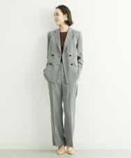 FMJGT27330 MICHEL KLEIN(ミッシェルクラン) [セットアップ対応]グレンチェックダブルブレストジャケット(背抜き) ライトグレー(91)