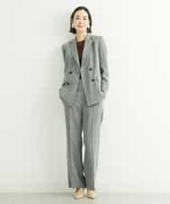 FMJGT27330 MICHEL KLEIN(ミッシェルクラン) [セットアップ対応]グレンチェックダブルブレストジャケット(背抜き) ライトグレー(91)