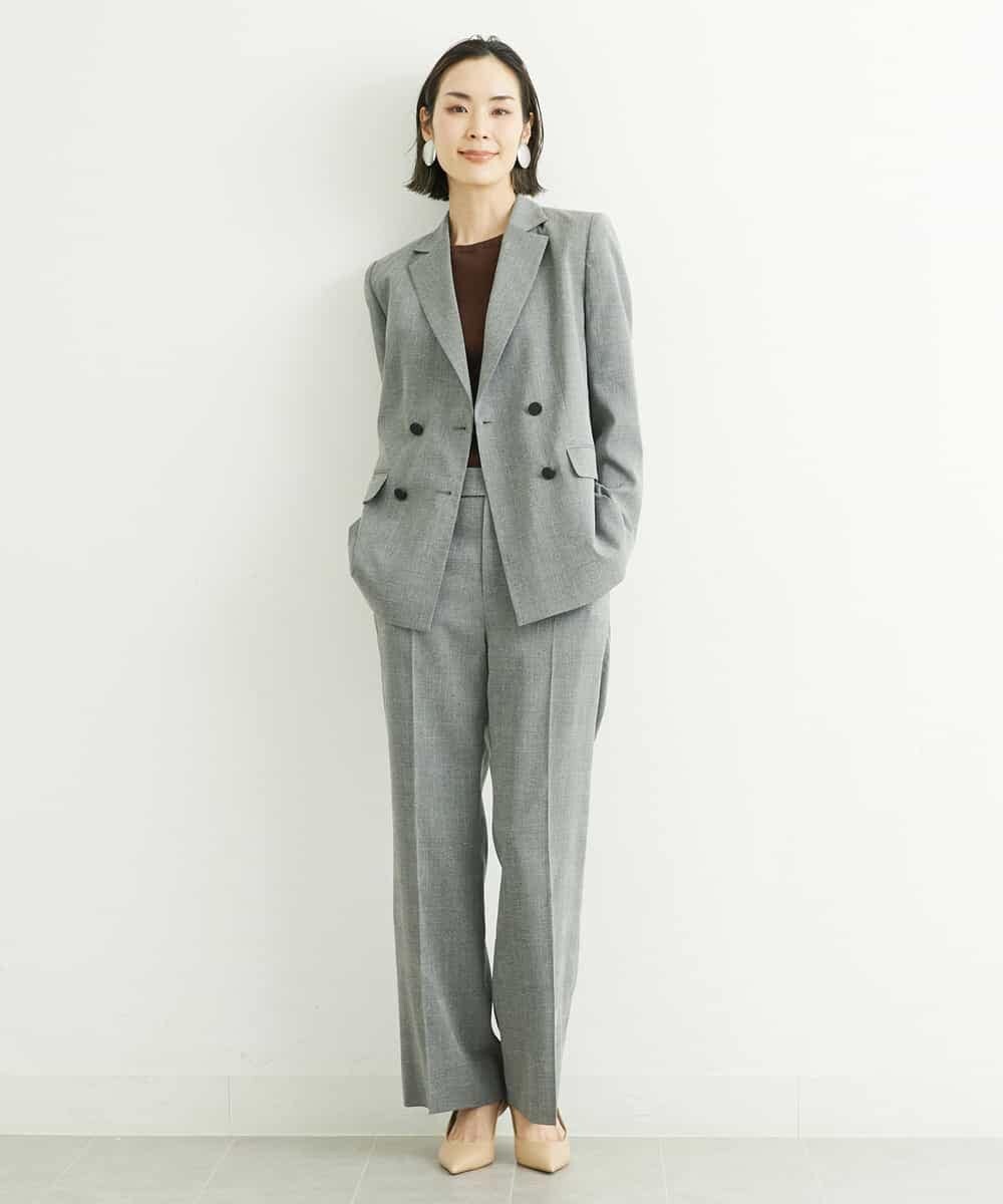 FMJGT27330 MICHEL KLEIN(ミッシェルクラン) [セットアップ対応]グレンチェックダブルブレストジャケット(背抜き) ライトグレー(91)