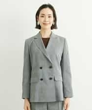 FMJGT27330 MICHEL KLEIN(ミッシェルクラン) [セットアップ対応]グレンチェックダブルブレストジャケット(背抜き) ライトグレー(91)