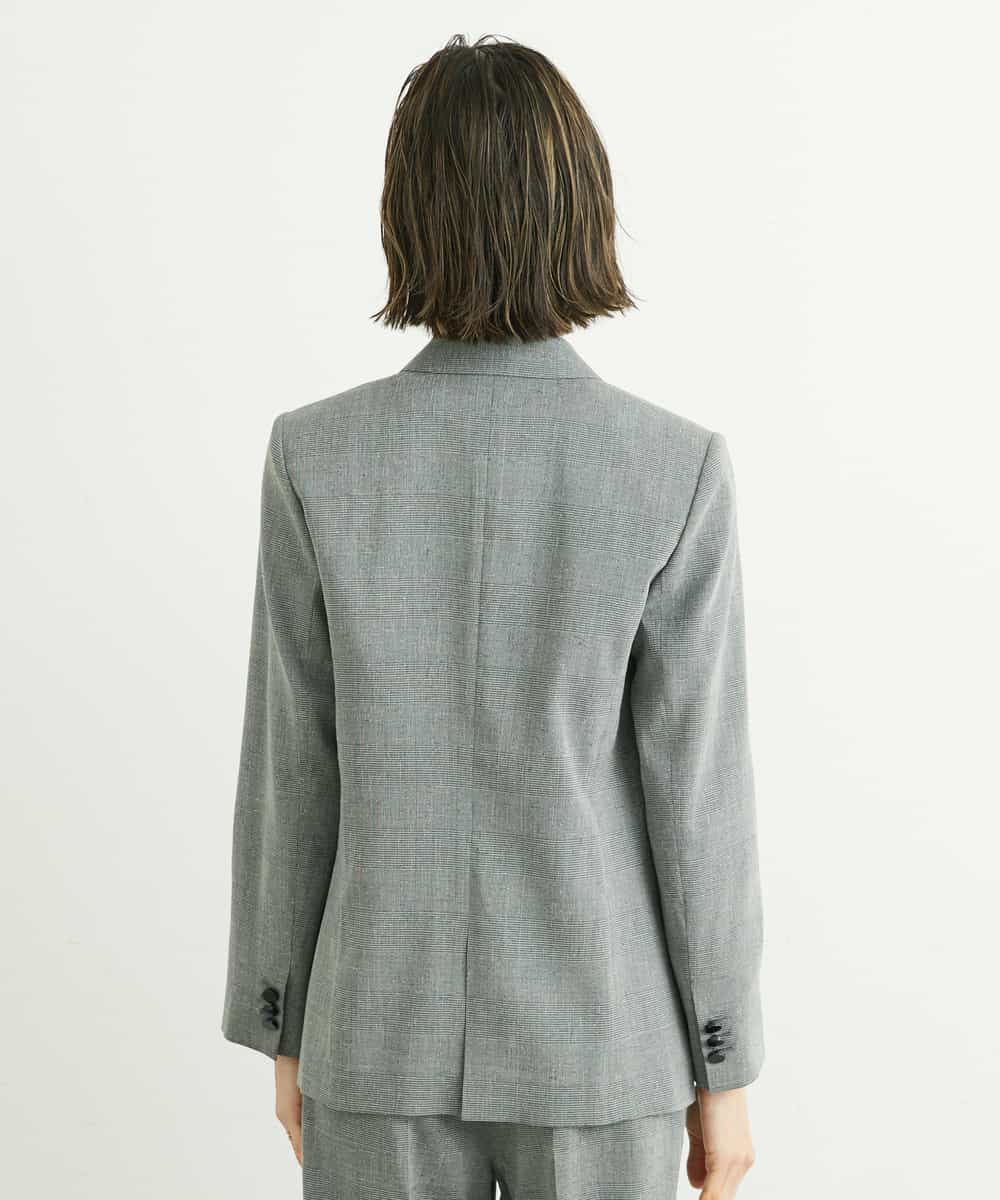 FMJGT27330 MICHEL KLEIN(ミッシェルクラン) [セットアップ対応]グレンチェックダブルブレストジャケット(背抜き) ライトグレー(91)