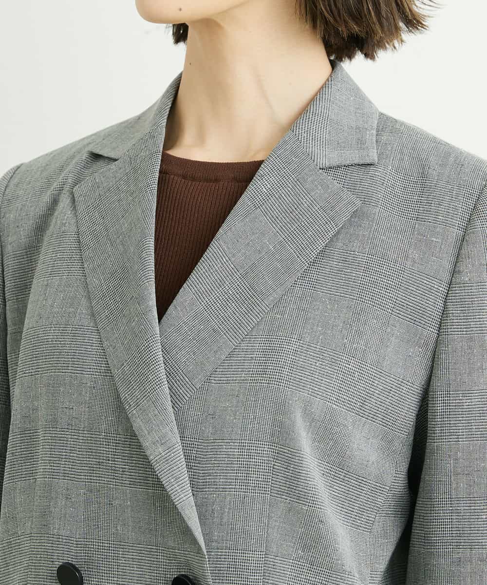 FMJGT27330 MICHEL KLEIN(ミッシェルクラン) [セットアップ対応]グレンチェックダブルブレストジャケット(背抜き) ライトグレー(91)