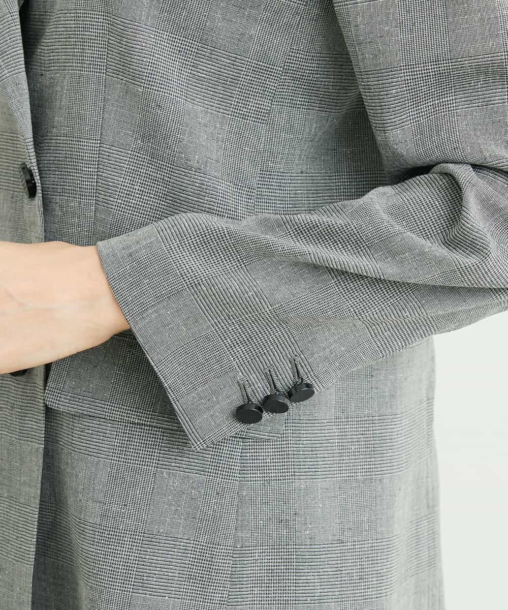 FMJGT27330 MICHEL KLEIN(ミッシェルクラン) [セットアップ対応]グレンチェックダブルブレストジャケット(背抜き) ライトグレー(91)