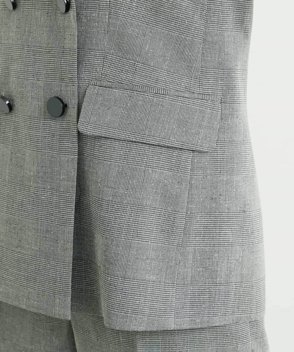 FMJGT27330 MICHEL KLEIN(ミッシェルクラン) [セットアップ対応]グレンチェックダブルブレストジャケット(背抜き) ライトグレー(91)