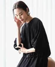FMJHA18310 MICHEL KLEIN(ミッシェルクラン) [セットアップ対応]エンブロイダリーレースブルゾン ブラック