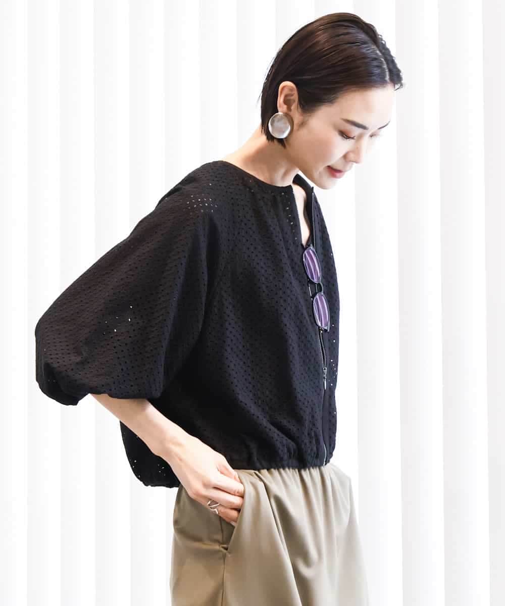 FMJHA18310 MICHEL KLEIN(ミッシェルクラン) [セットアップ対応]エンブロイダリーレースブルゾン ブラック