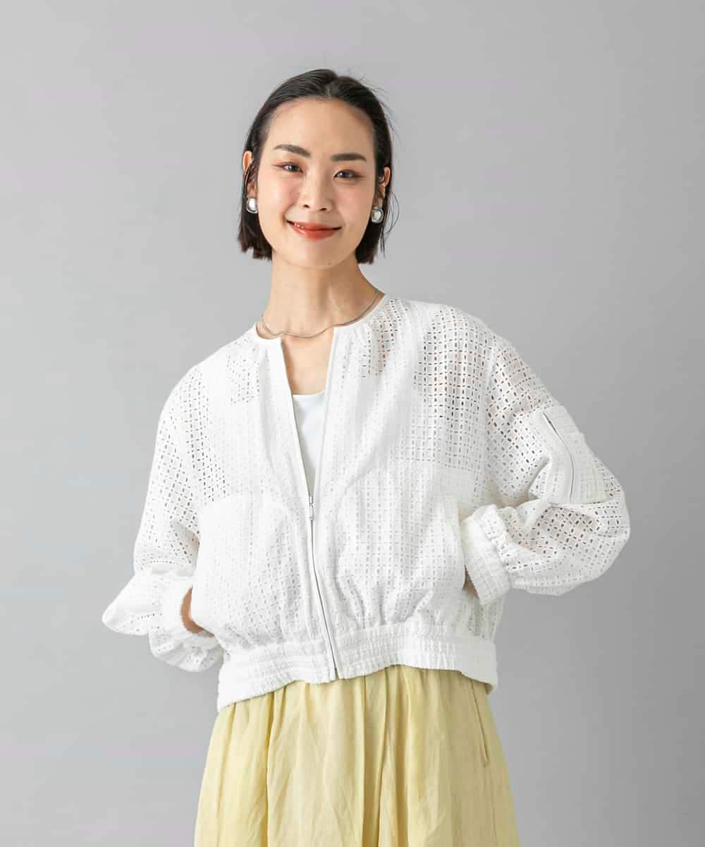 FMJHD02370 MICHEL KLEIN(ミッシェルクラン) レース MA-1ブルゾン ホワイト