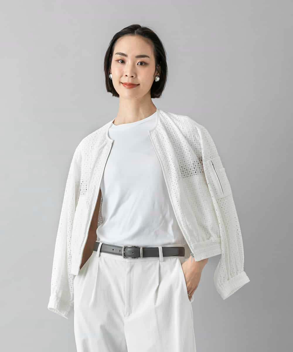 FMJHD02370 MICHEL KLEIN(ミッシェルクラン) レース MA-1ブルゾン ホワイト