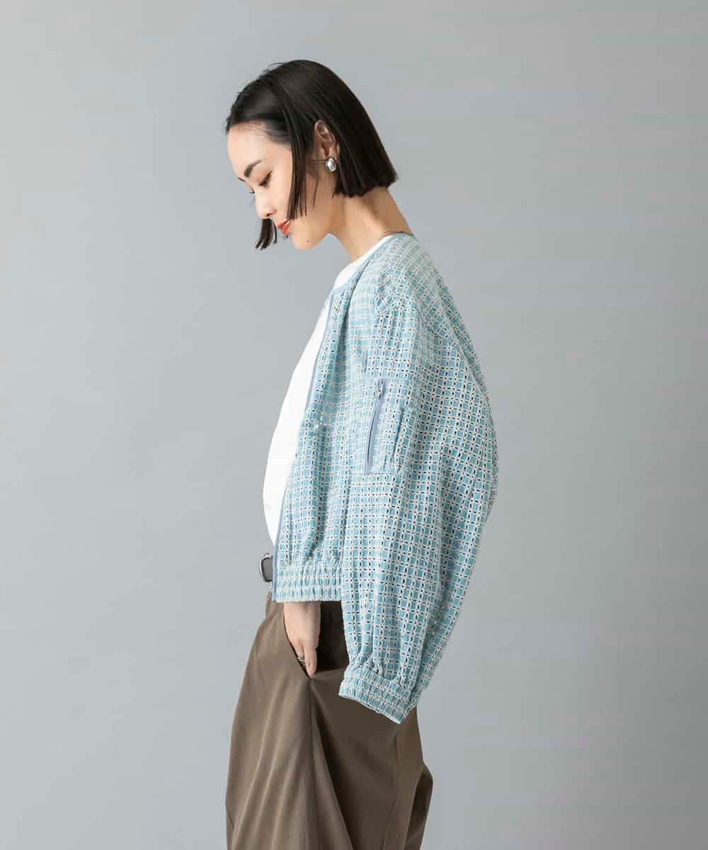 FMJHD02370 MICHEL KLEIN(ミッシェルクラン) レース MA-1ブルゾン ホワイト