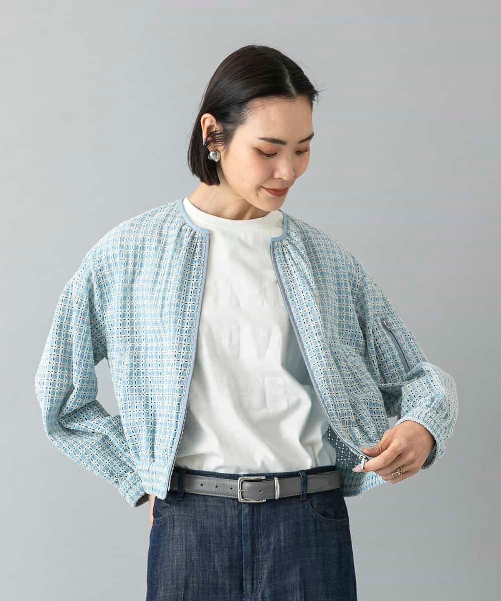 FMJHD02370 MICHEL KLEIN(ミッシェルクラン) レース MA-1ブルゾン ホワイト