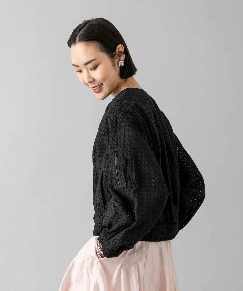FMJHD02370 MICHEL KLEIN(ミッシェルクラン) レース MA-1ブルゾン ホワイト