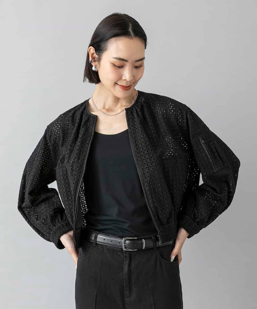 FMJHD02370 MICHEL KLEIN(ミッシェルクラン) レース MA-1ブルゾン ホワイト