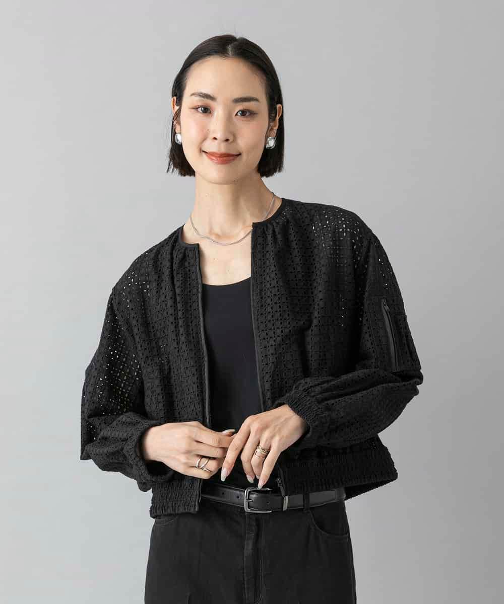 FMJHD02370 MICHEL KLEIN(ミッシェルクラン) レース MA-1ブルゾン ホワイト
