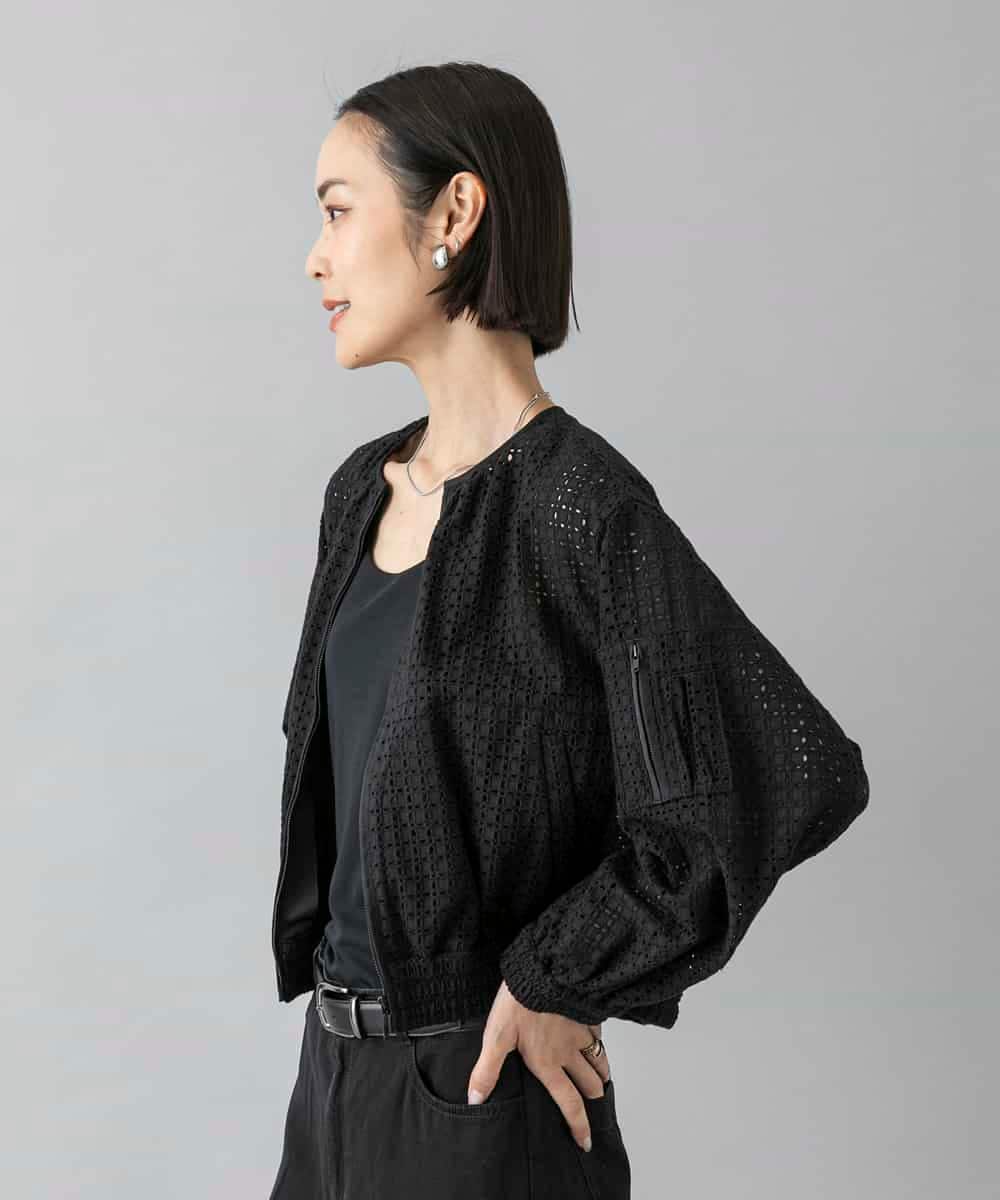 FMJHD02370 MICHEL KLEIN(ミッシェルクラン) レース MA-1ブルゾン ホワイト