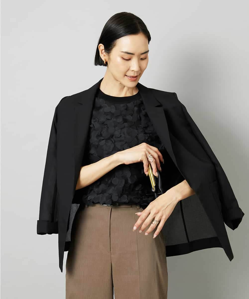 FMJHD11330 MICHEL KLEIN(ミッシェルクラン) シアーテーラードジャケット ブラック