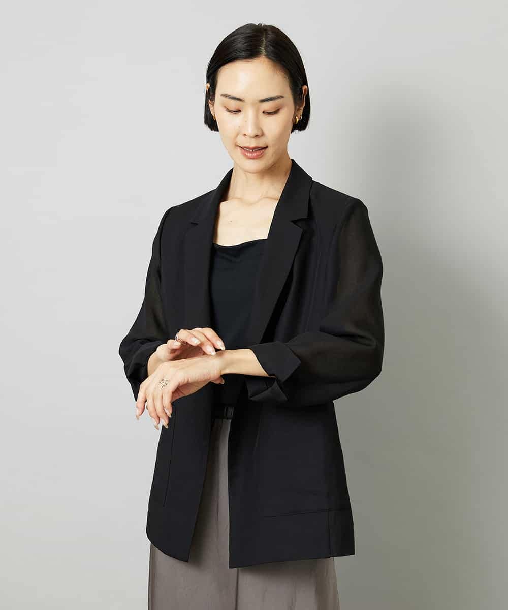FMJHD11330 MICHEL KLEIN(ミッシェルクラン) シアーテーラードジャケット ブラック