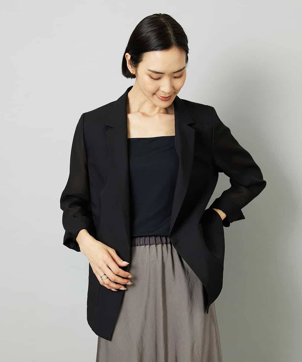 FMJHD11330 MICHEL KLEIN(ミッシェルクラン) シアーテーラードジャケット ブラック
