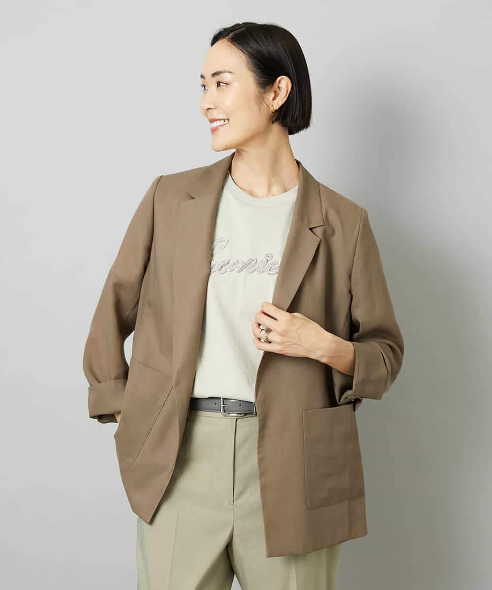 FMJHD11330 MICHEL KLEIN(ミッシェルクラン) シアーテーラードジャケット ブラック