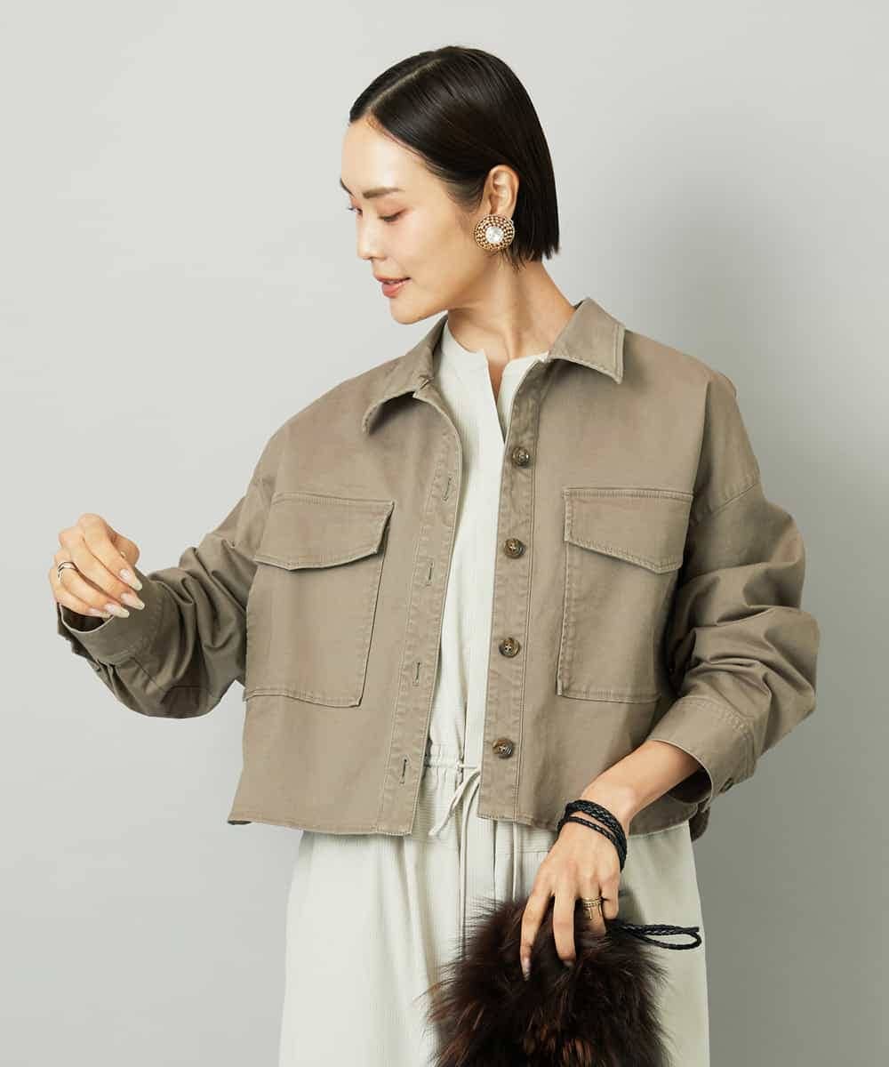 FMJJA30260 MICHEL KLEIN(ミッシェルクラン) [セットアップ対応]チノダブルポケットブルゾン カーキ