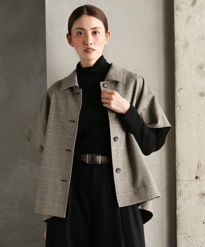 FMJJD01380 MICHEL KLEIN マイクロチェックケープジャケット