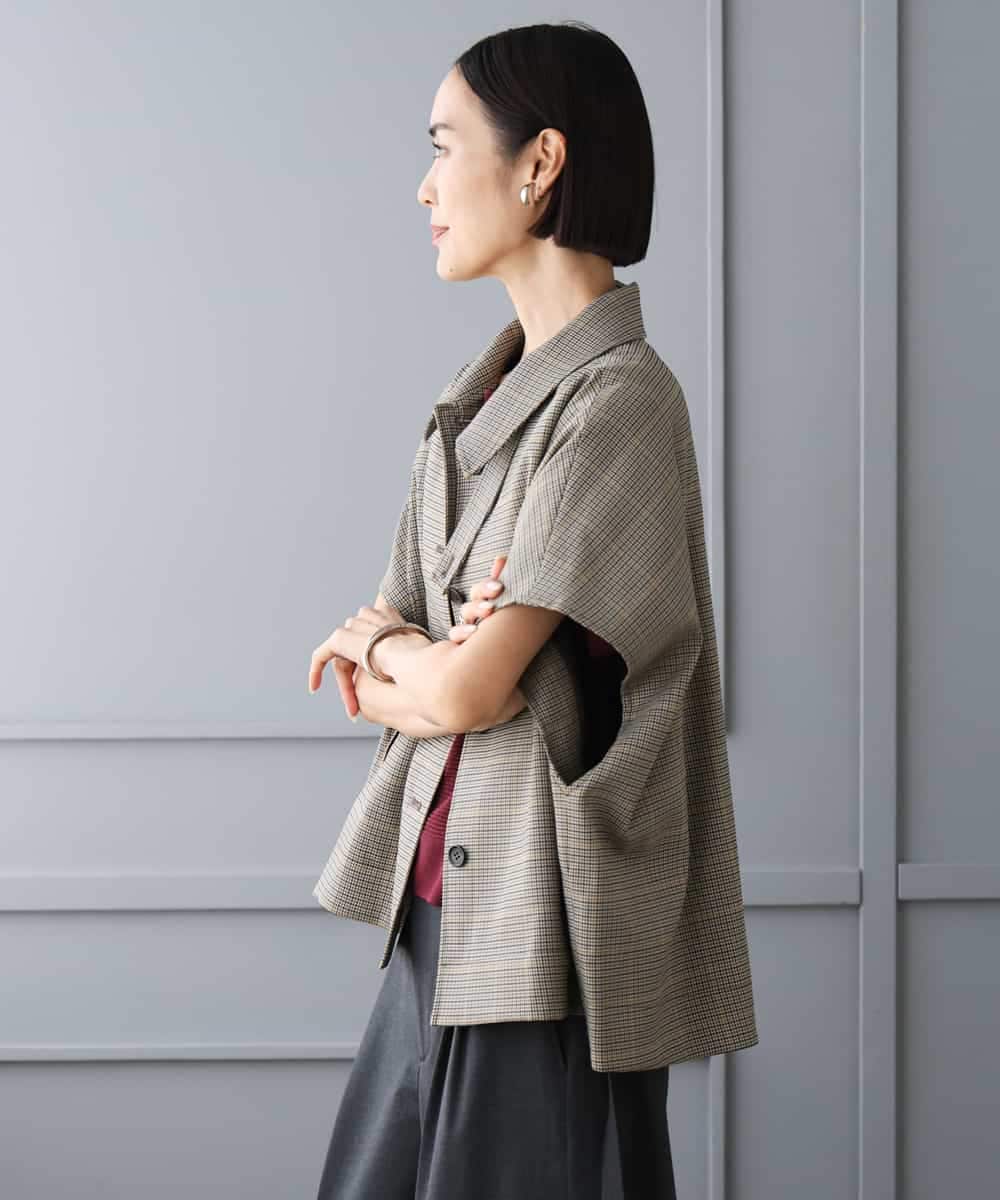 FMJJD01380 MICHEL KLEIN(ミッシェルクラン) マイクロチェックケープジャケット イエロー