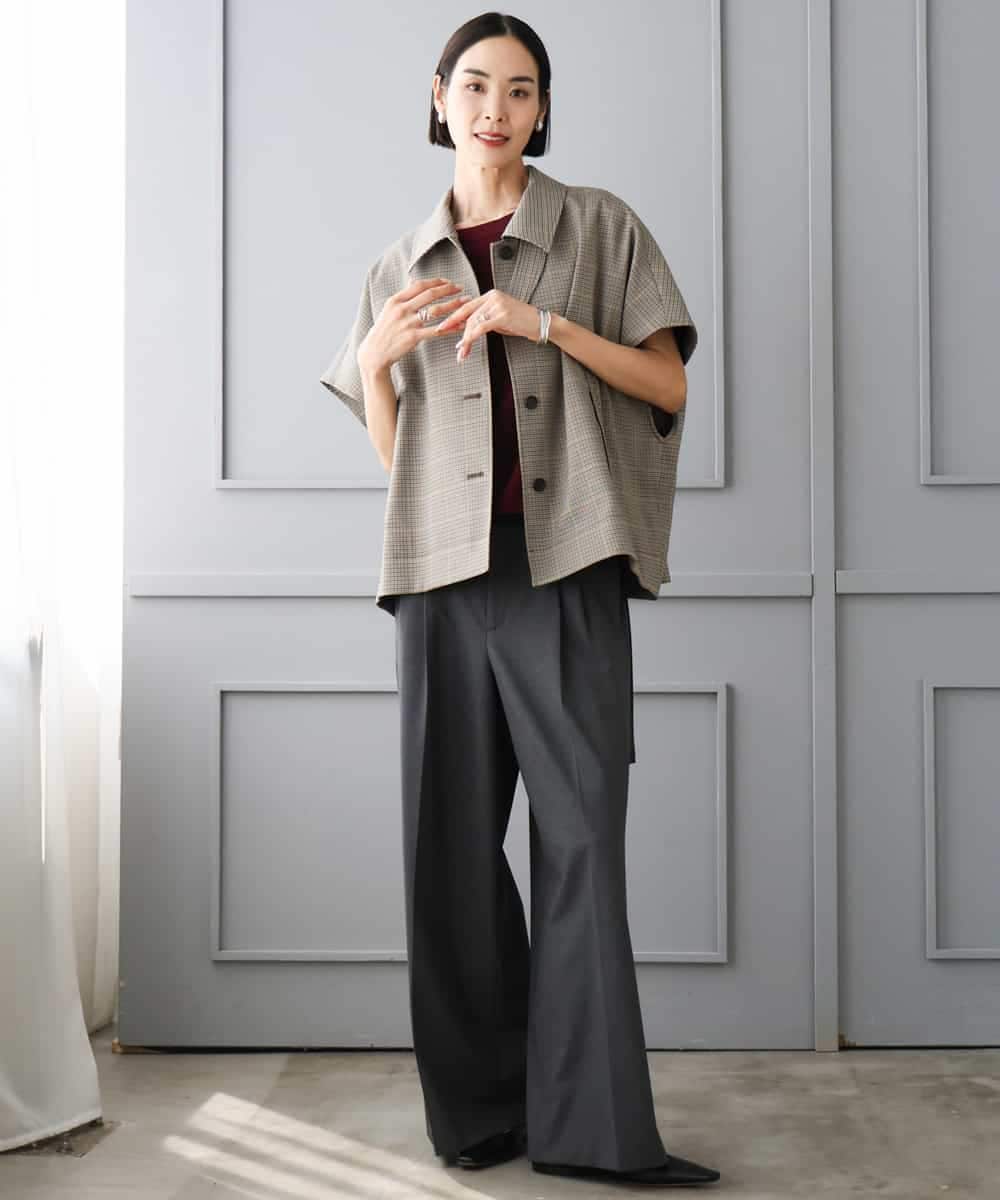 FMJJD01380 MICHEL KLEIN(ミッシェルクラン) マイクロチェックケープジャケット イエロー