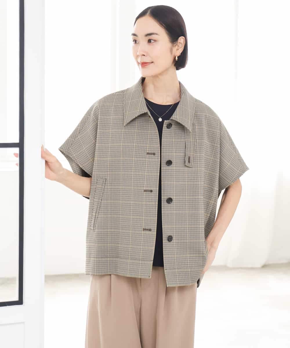 FMJJD01380 MICHEL KLEIN(ミッシェルクラン) マイクロチェックケープジャケット イエロー