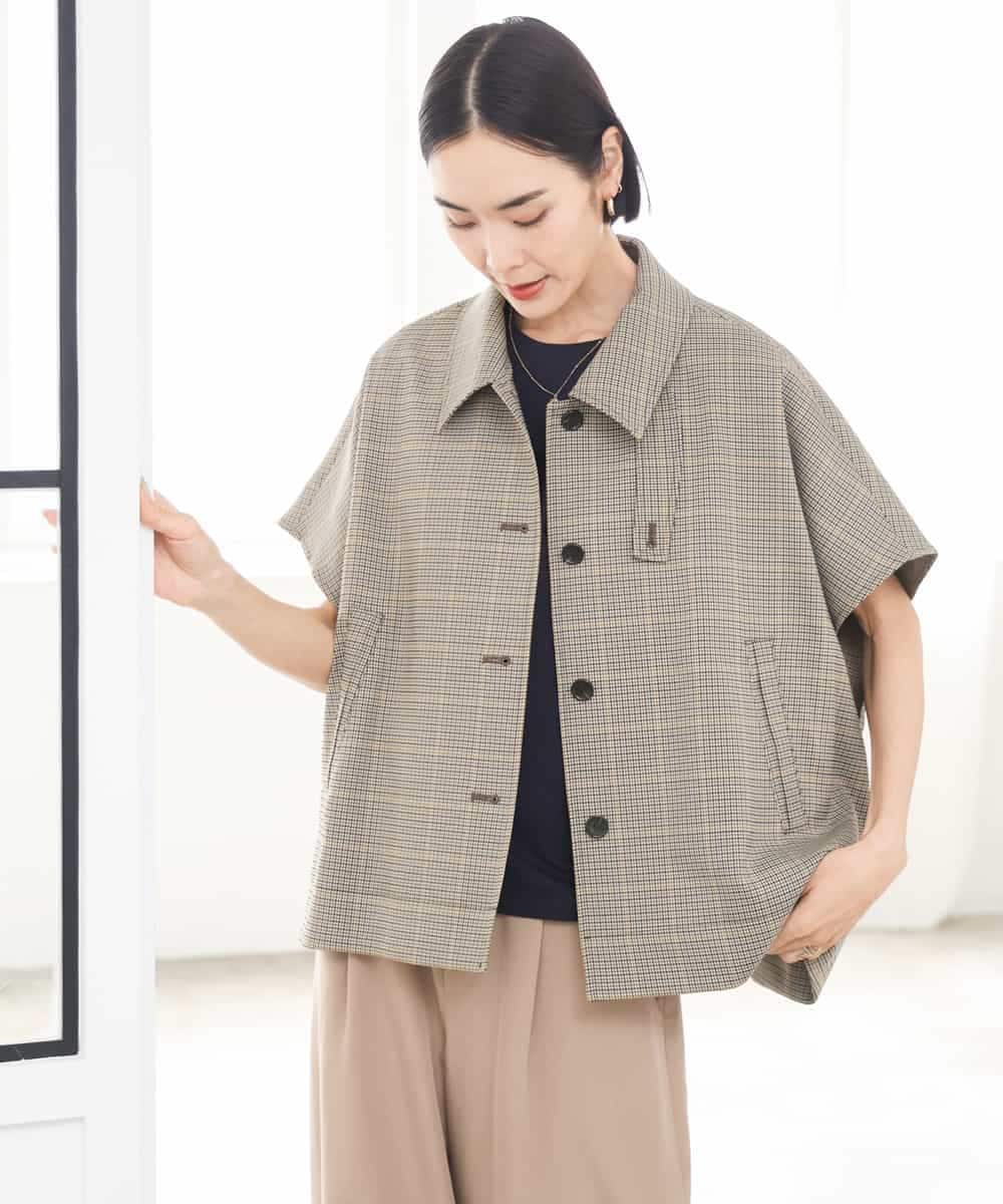 FMJJD01380 MICHEL KLEIN(ミッシェルクラン) マイクロチェックケープジャケット イエロー
