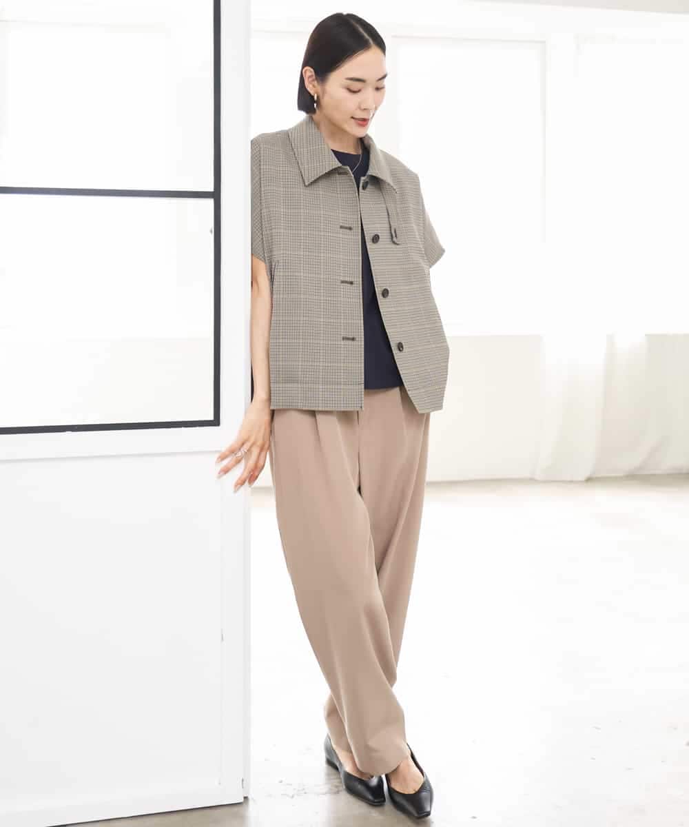 FMJJD01380 MICHEL KLEIN(ミッシェルクラン) マイクロチェックケープジャケット イエロー