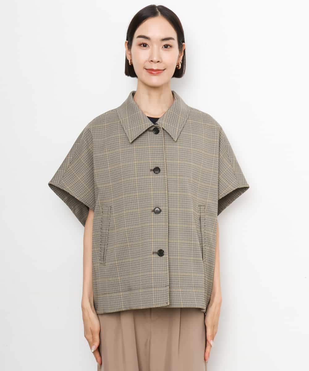 FMJJD01380 MICHEL KLEIN(ミッシェルクラン) マイクロチェックケープジャケット イエロー