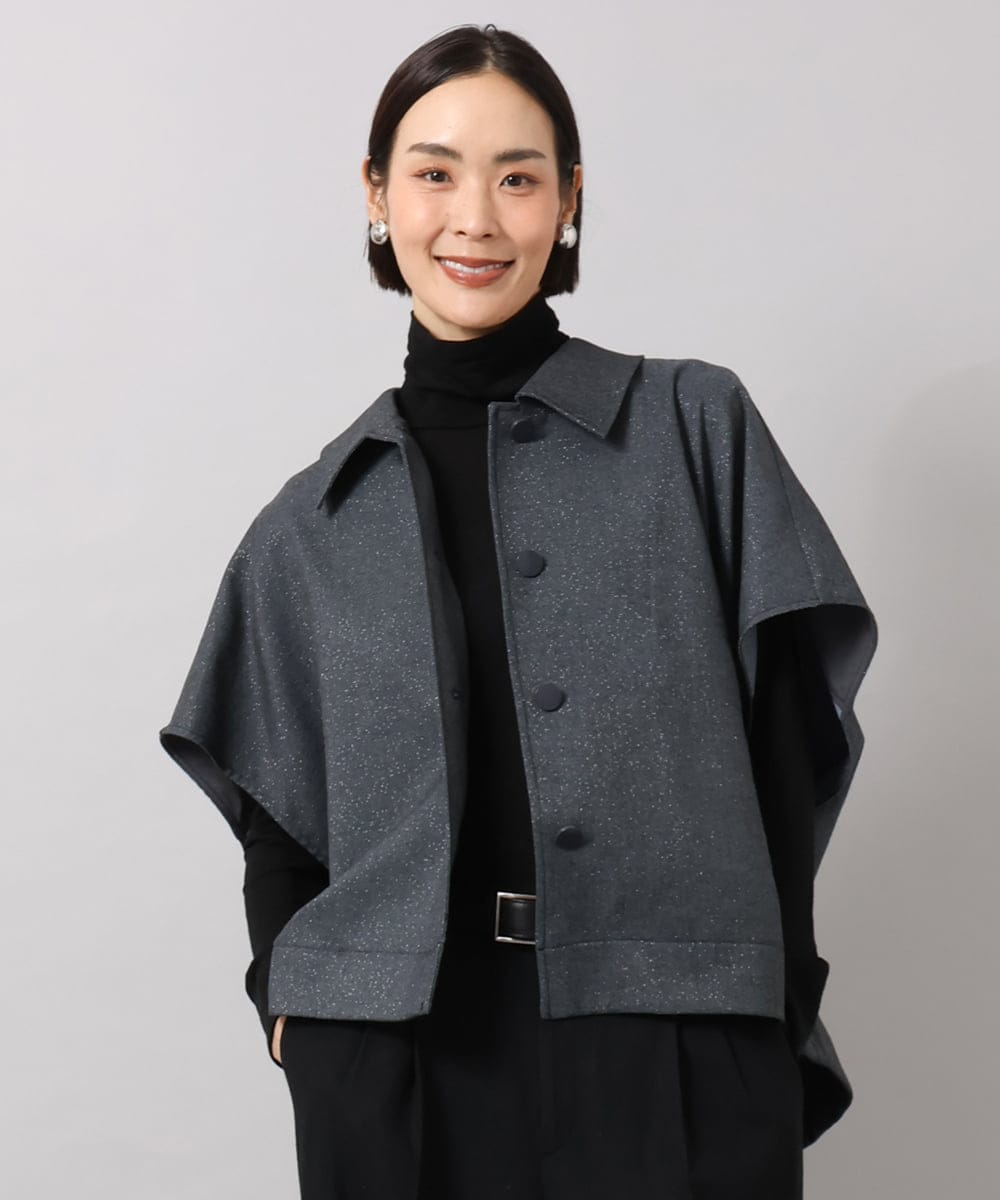 FMJJD02380 MICHEL KLEIN ラメデニムライクケープジャケット