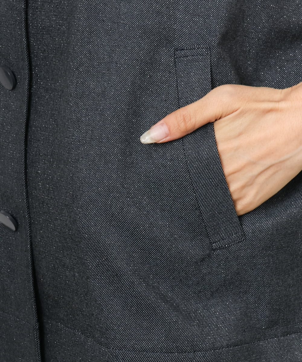 FMJJD02380 MICHEL KLEIN(ミッシェルクラン) ラメデニムライクケープジャケット ネイビー