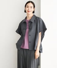 FMJJD02380 MICHEL KLEIN(ミッシェルクラン) ラメデニムライクケープジャケット ネイビー