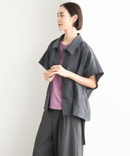 FMJJD02380 MICHEL KLEIN(ミッシェルクラン) ラメデニムライクケープジャケット ネイビー