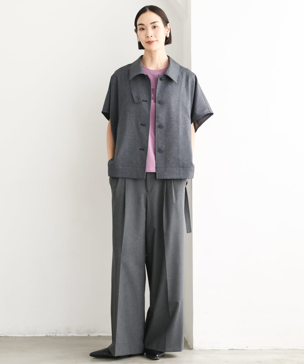 FMJJD02380 MICHEL KLEIN(ミッシェルクラン) ラメデニムライクケープジャケット ネイビー