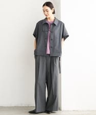 FMJJD02380 MICHEL KLEIN(ミッシェルクラン) ラメデニムライクケープジャケット ネイビー