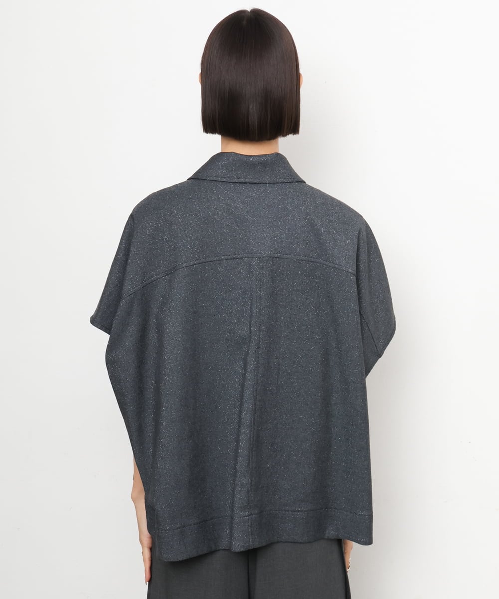 FMJJD02380 MICHEL KLEIN(ミッシェルクラン) ラメデニムライクケープジャケット ネイビー