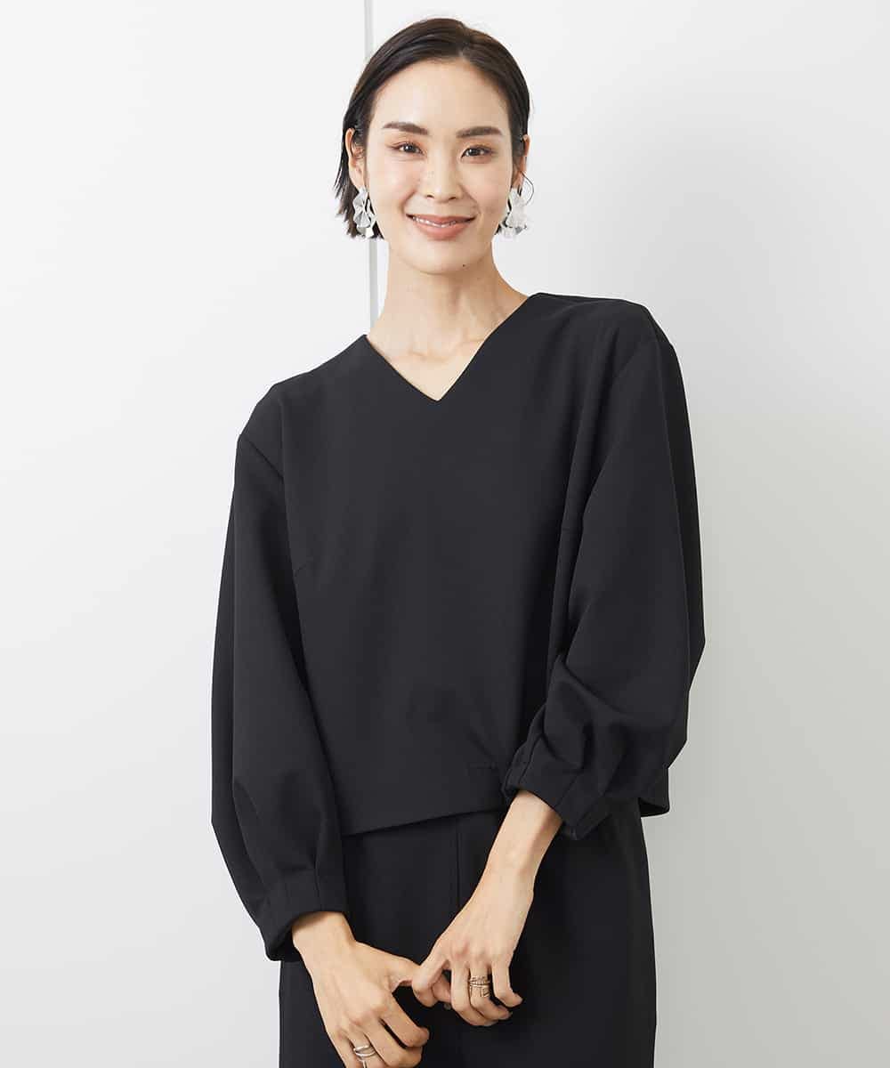 FMKAA14200 MICHEL KLEIN ツイルジャージーVネックプルオーバー（セットアップ対応）