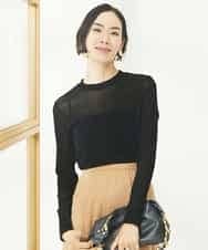 FMKAA24160 MICHEL KLEIN(ミッシェルクラン) ナイロンチュールフロッキーカットソー ブラック(94)